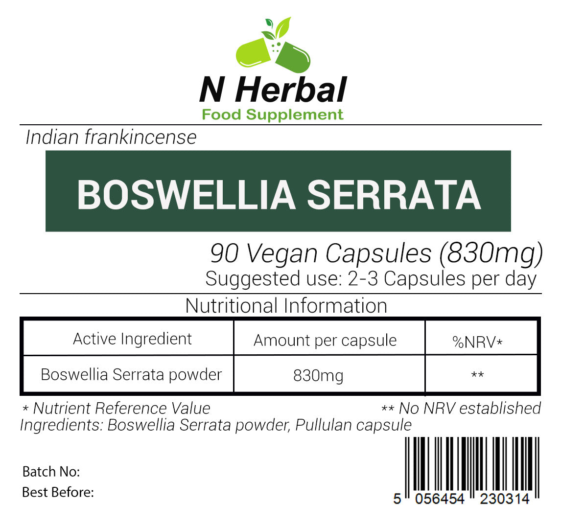 830mg Boswellia Serrata Indian Frankincense 100% Pure Vegan Capsules