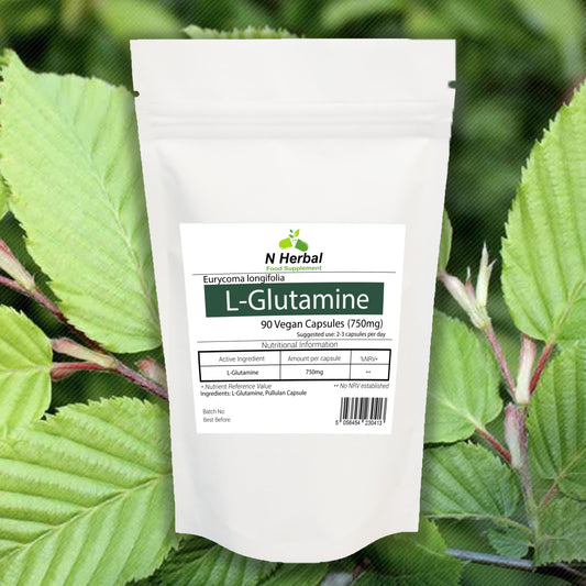 100% Pure L GLUTAMINE 750mg x 90 Vegan Capsules