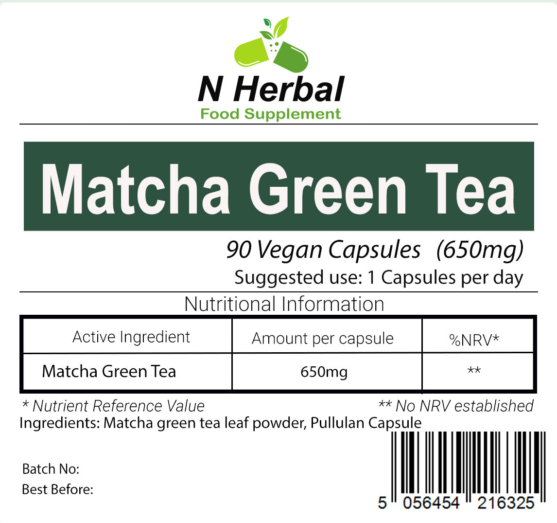 Organic Matcha Green Tea 650mg x 90 Vegan Capsules