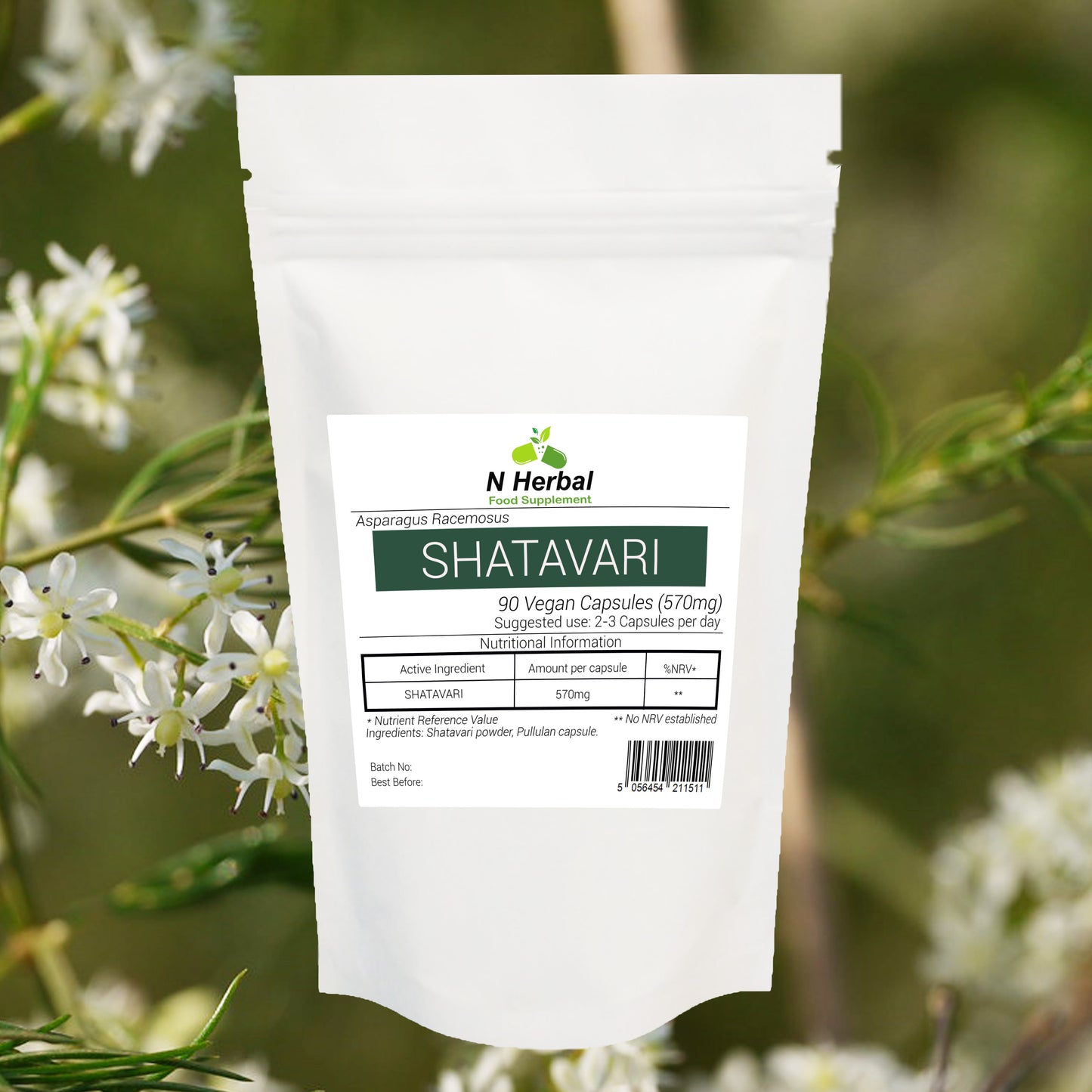 570mg Organic SHATAVARI Asparagus 100% Pure 90 Vegan Capsules