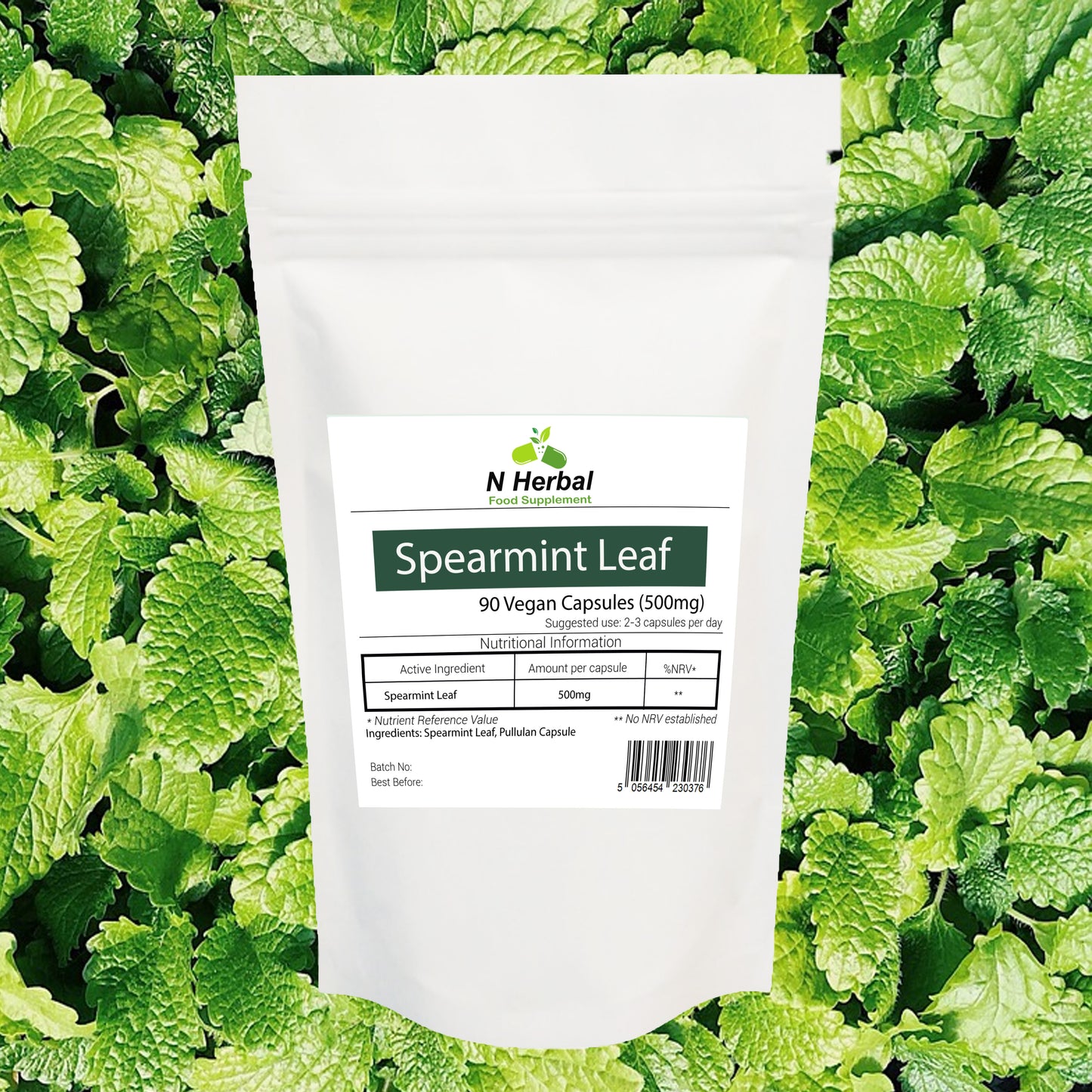 Spearmint Leaf 500mg - 90 Vegan Capsules - 100% Pure Spearmint