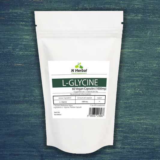 1000mg L-Glycine - 60 Vegan Capsules - Pure Amino Acid Supplement